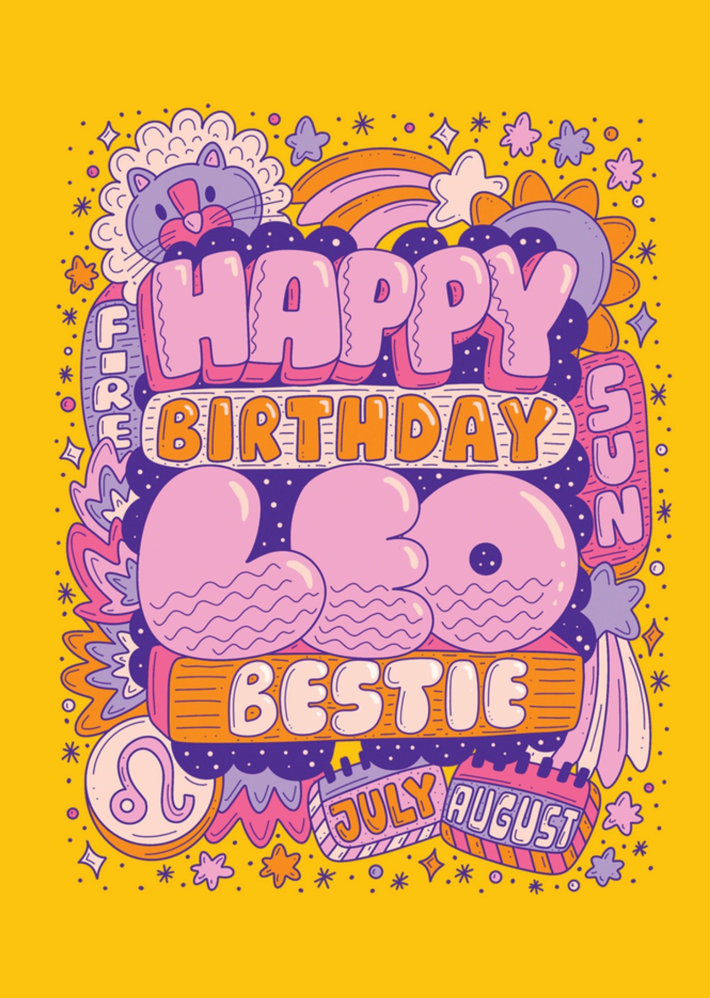 Moonpig Happy Birthday Leo Bestie Card Ecard