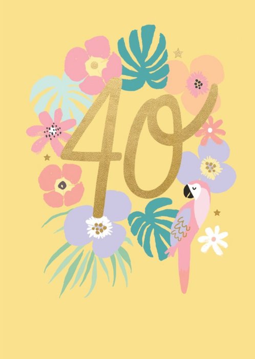Floral 40th BIrthday Card