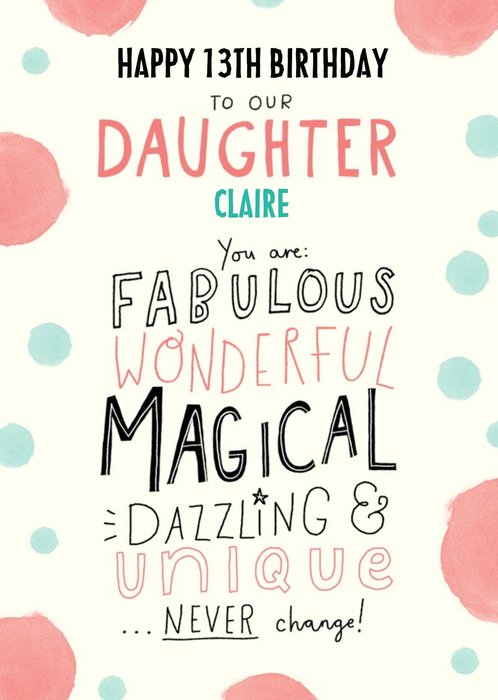 Modern typographic Daughter Birthday Card