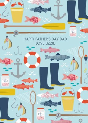 Fishing Supplies Cute Happy Father's Day Card