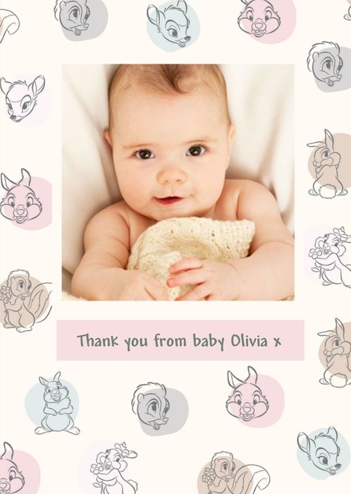 Disney Thumper Bambi Thank You From The Baby Photo Upload Card