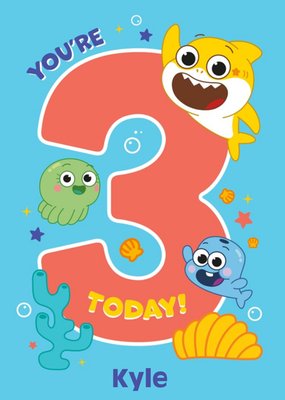 You're 3  today Cute Birthday Age Card