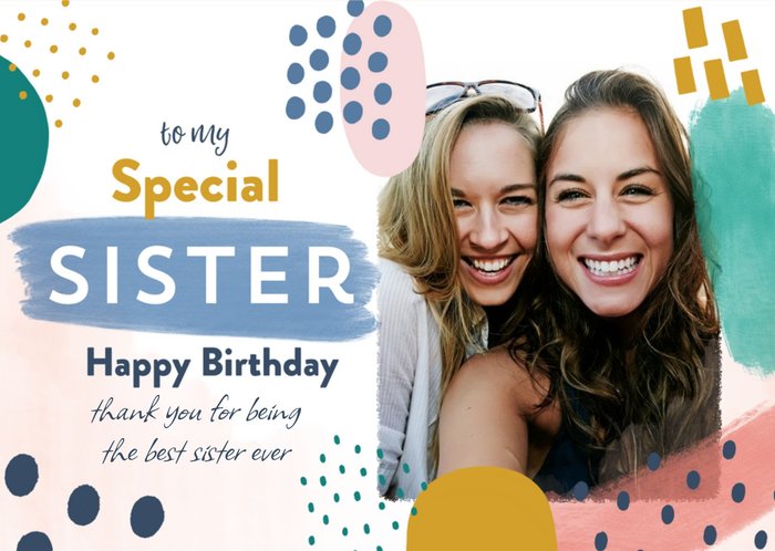 Special Sister Collage Photo Upload Birthday Card