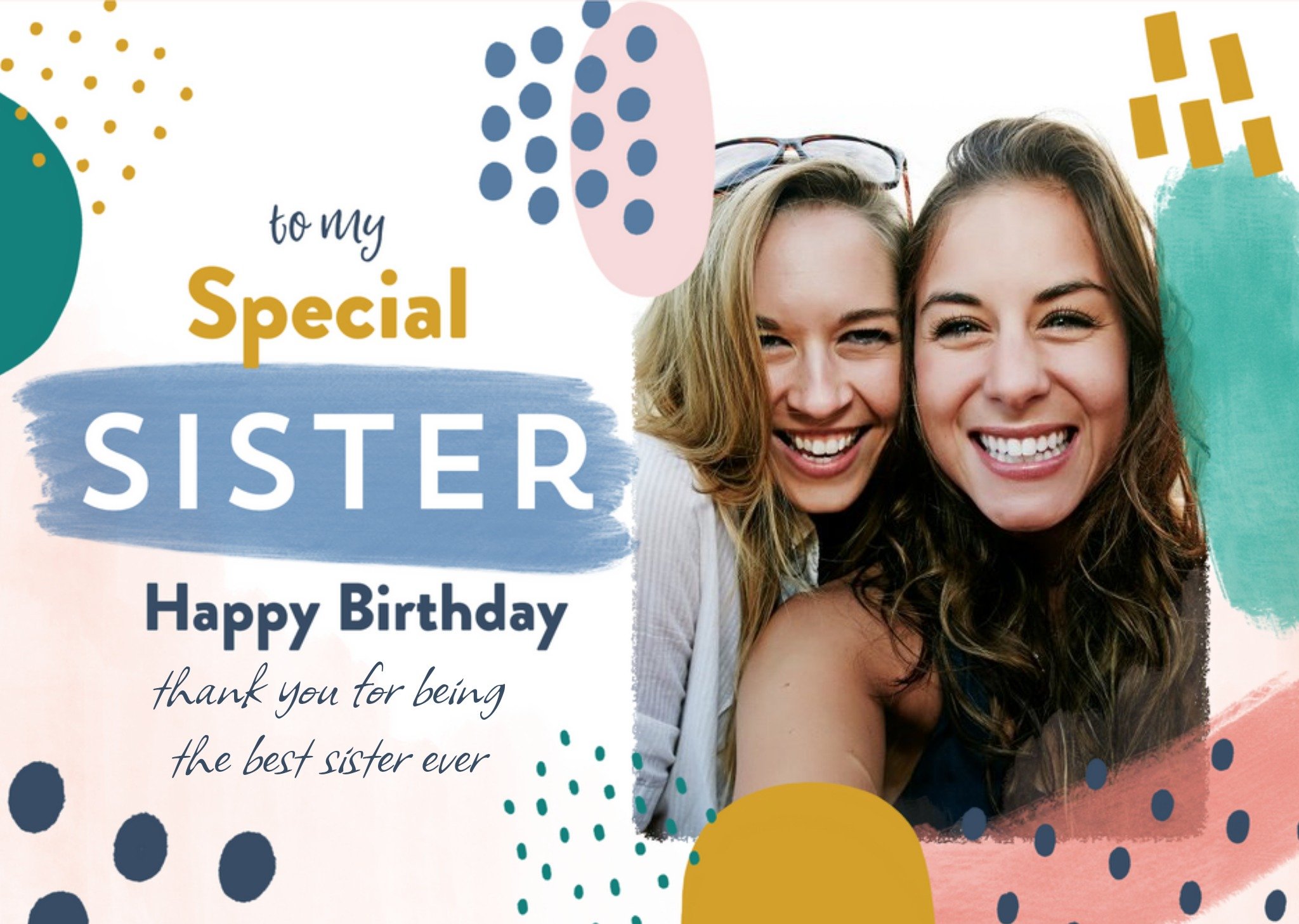 Moonpig Special Sister Collage Photo Upload Birthday Card, Large