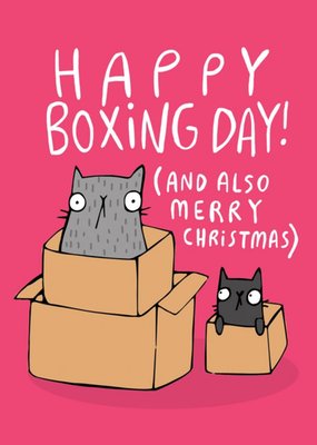 Cute Cartoon Pun Happy Boxing Day And Also Merry Christmas Card