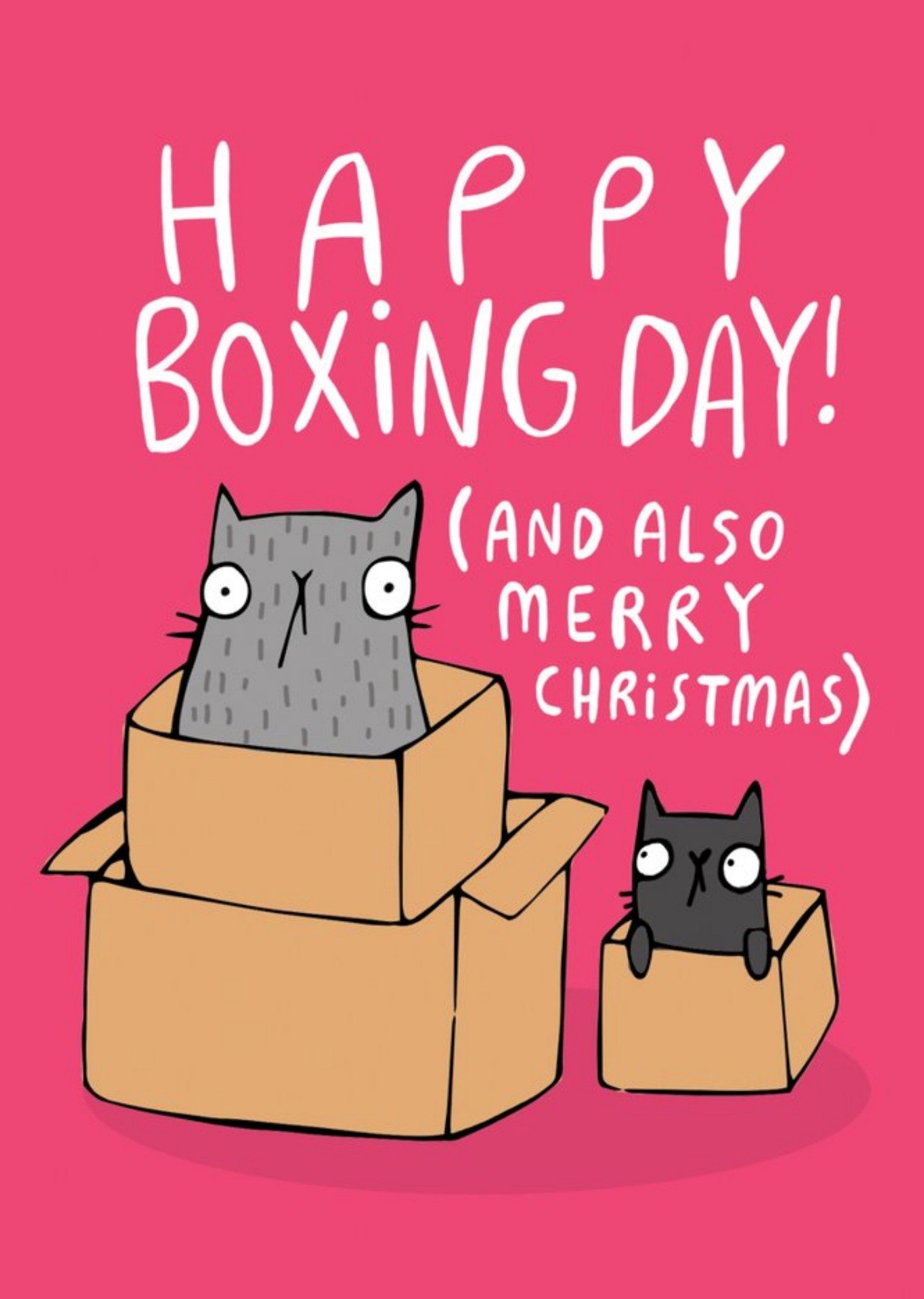 Cute Cartoon Pun Happy Boxing Day And Also Merry Christmas Card Ecard