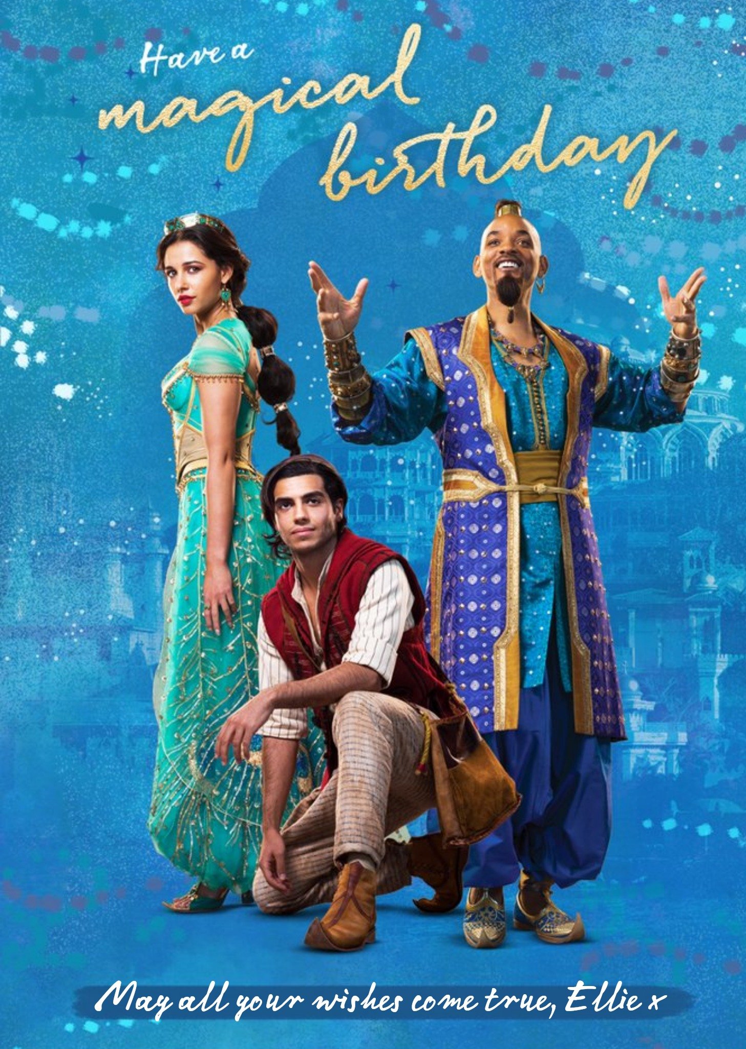 Disney Aladdin Film Birthday Card - Have A Magical Birthday, May All Your Wishes Come True X Jasmine Genie