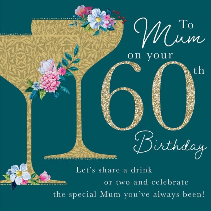 Clintons Floral Gold 60th Birthday Card Moonpig