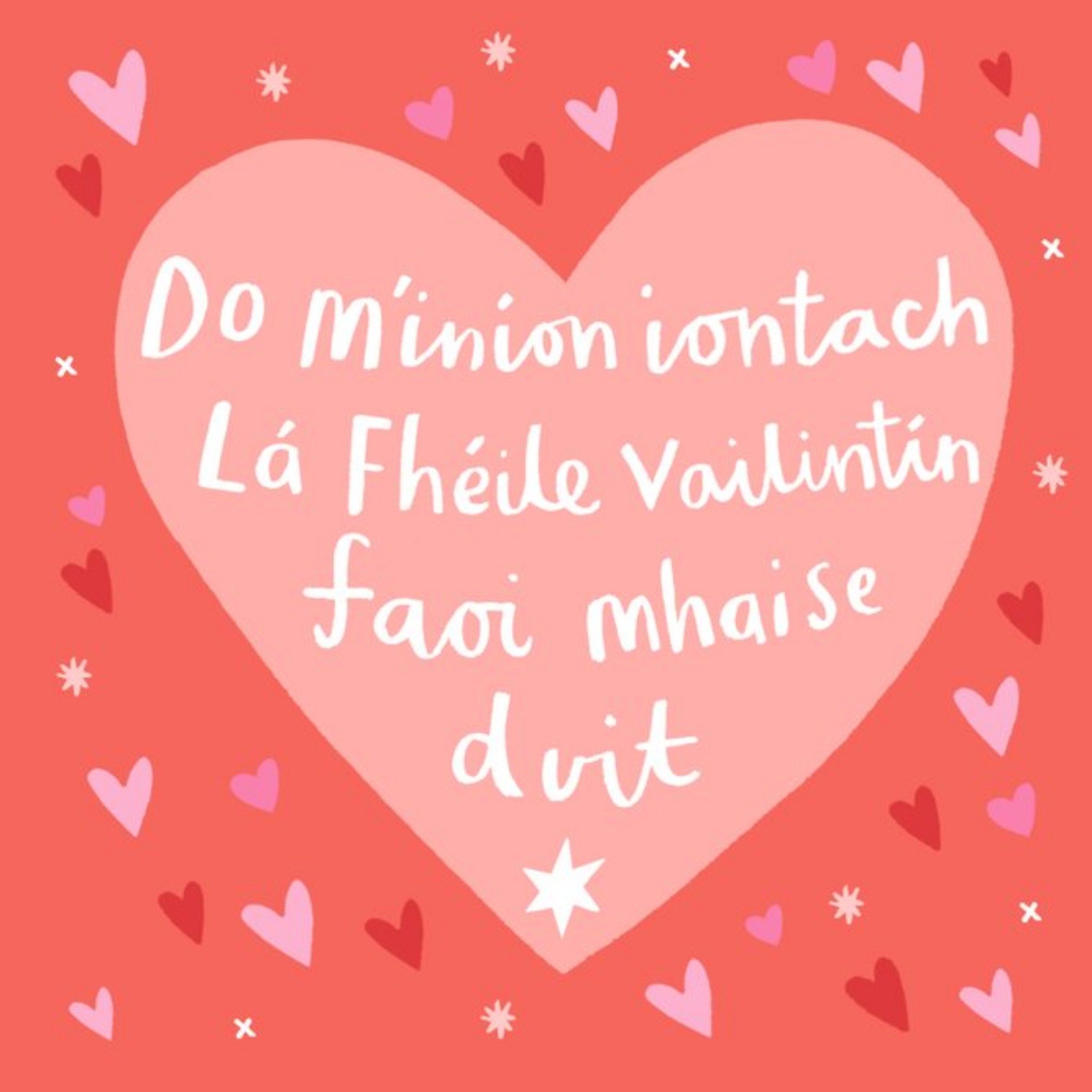 Love Hearts Stella Isaac Illustration Irish Language Daughter Valentine's Card, Large