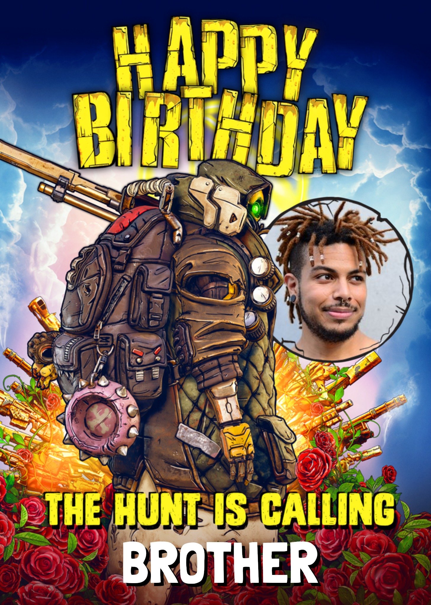 Illustrated Borderlands 3 Brother Photo Upload Birthday Card