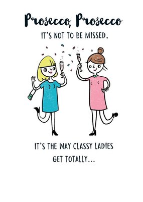 Funny Illustrated Classy Ladies Prosecco Card