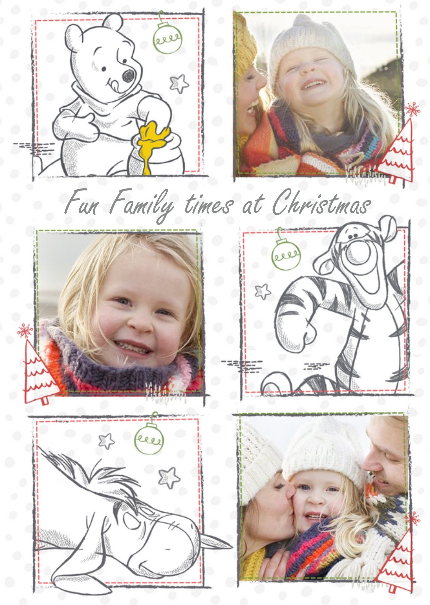 Disney Winnie The Pooh Fun Family Times Personalised Photo Upload Merry Christmas Card Ecard