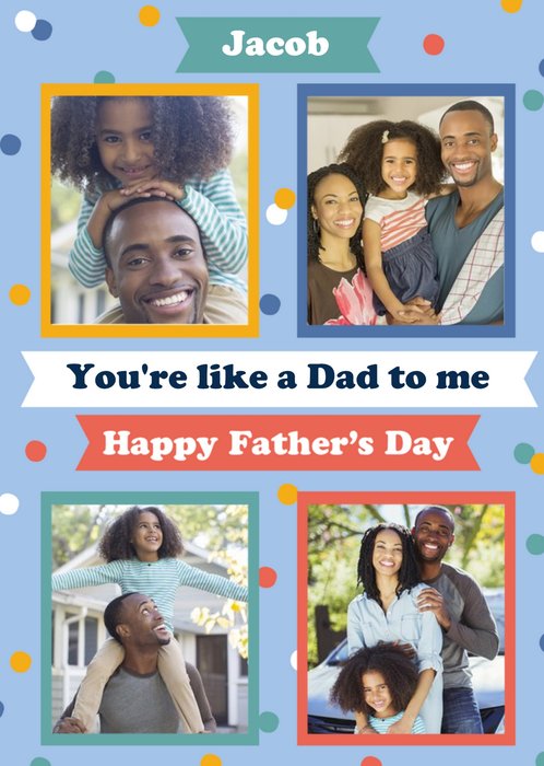 Illustrated Poker Dot Like a Dad To Me Photo Upload Father's day Card