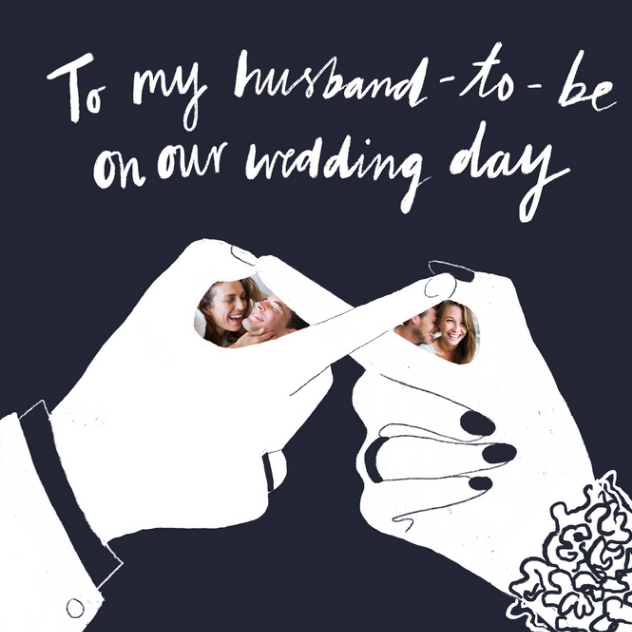 Moonpig Katy Welsh Husband Photo Upload Hands Wedding Card, Square