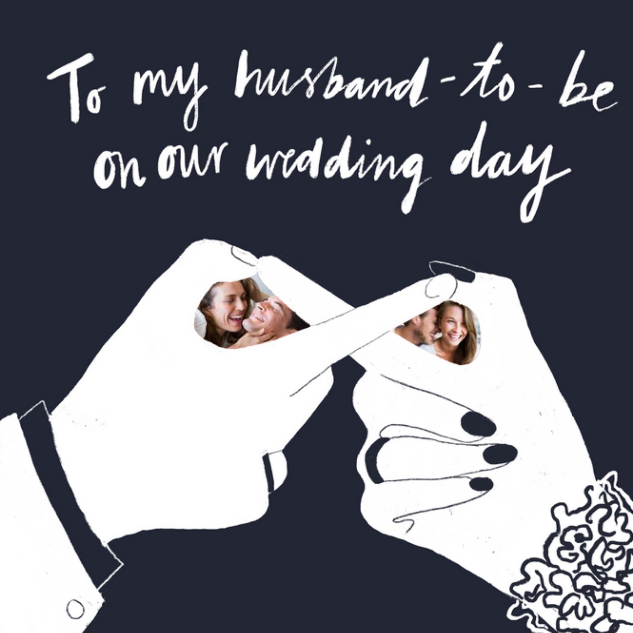 Katy Welsh Husband Photo Upload Hands Wedding Card, Square