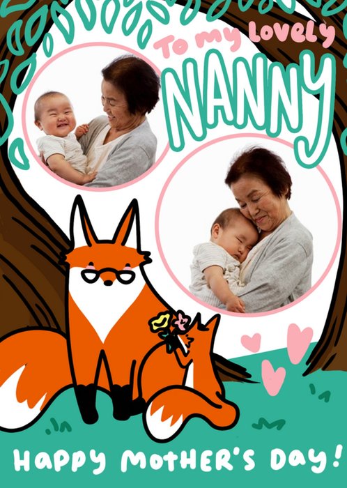 Cute Nanny Fox And Fox Cub Woodland Scene To My Lovely Nanny Photo Upload Mother's Day Card