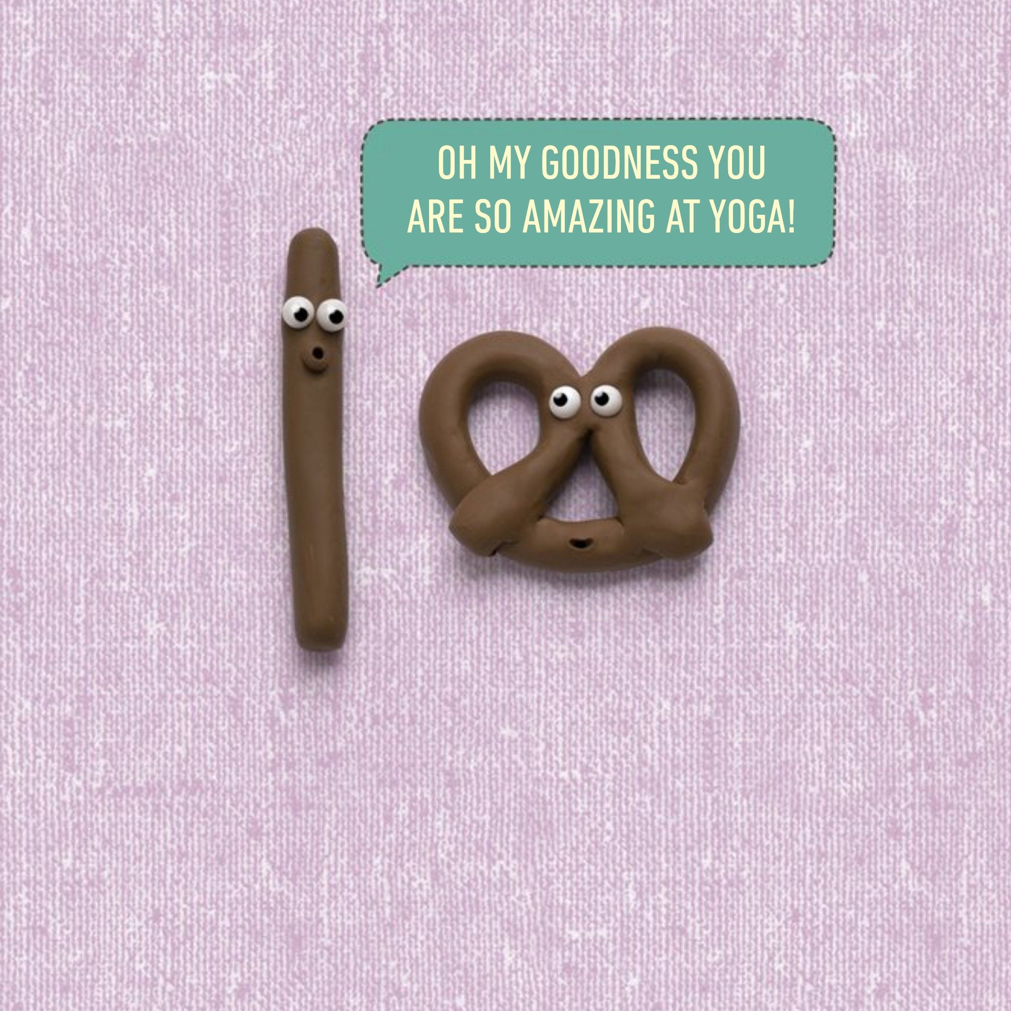 Moonpig Chocolate Pretzel You Are So Amazing At Yoga Funny Card, Square