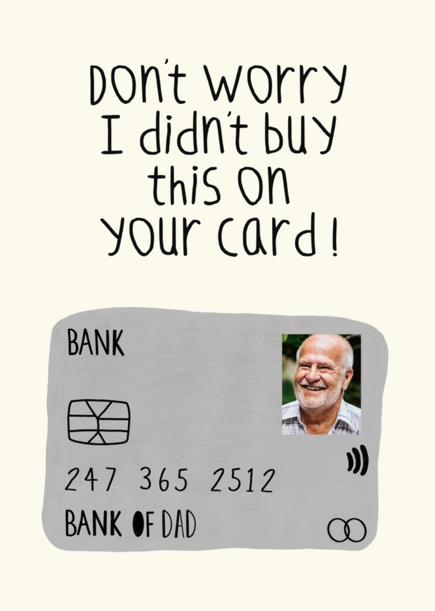 Moonpig Illustrated Credit Card Funny Bank Of Dad Photo Upload Birthday Card Ecard