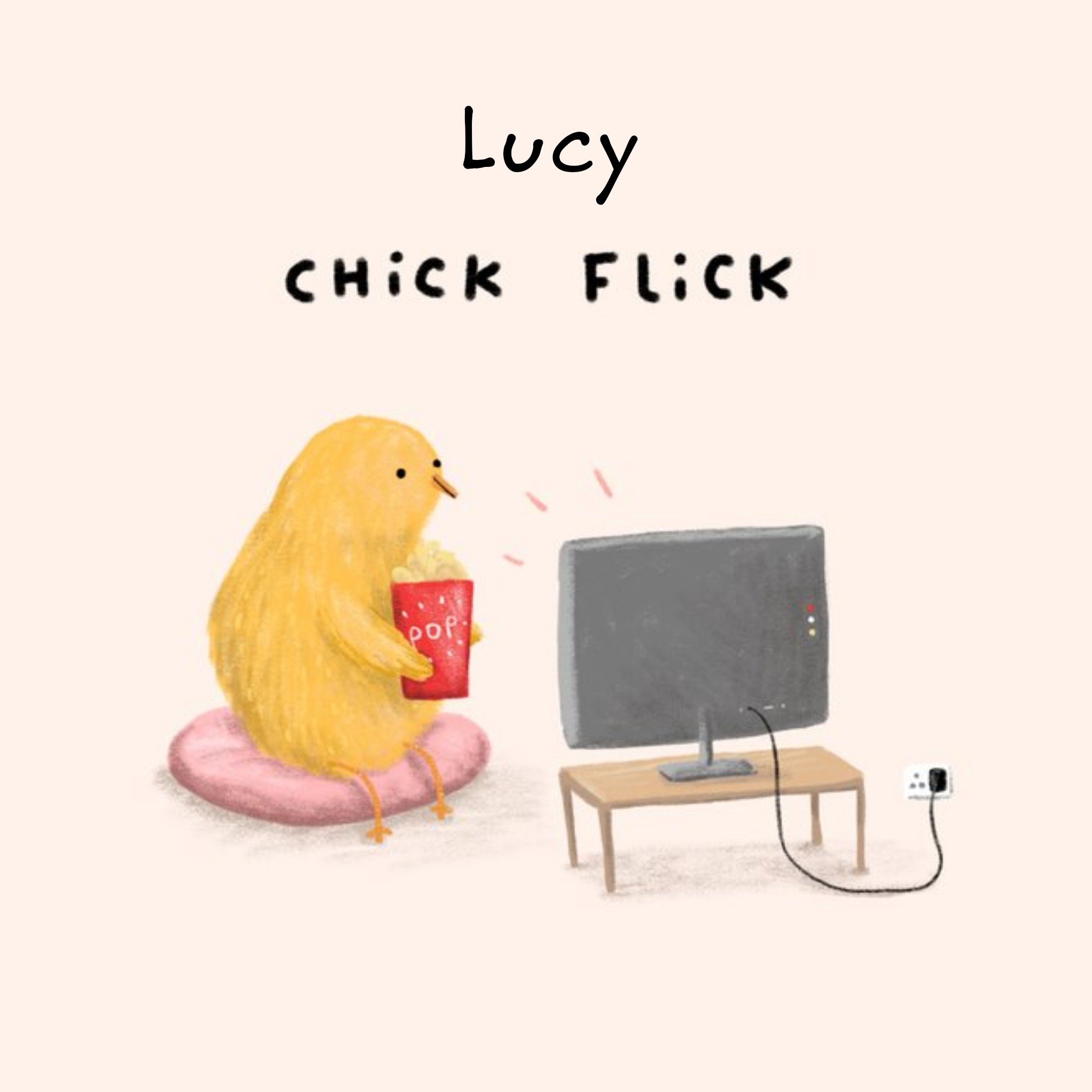 Moonpig Cute Birthday Card - Chick Flick, Square