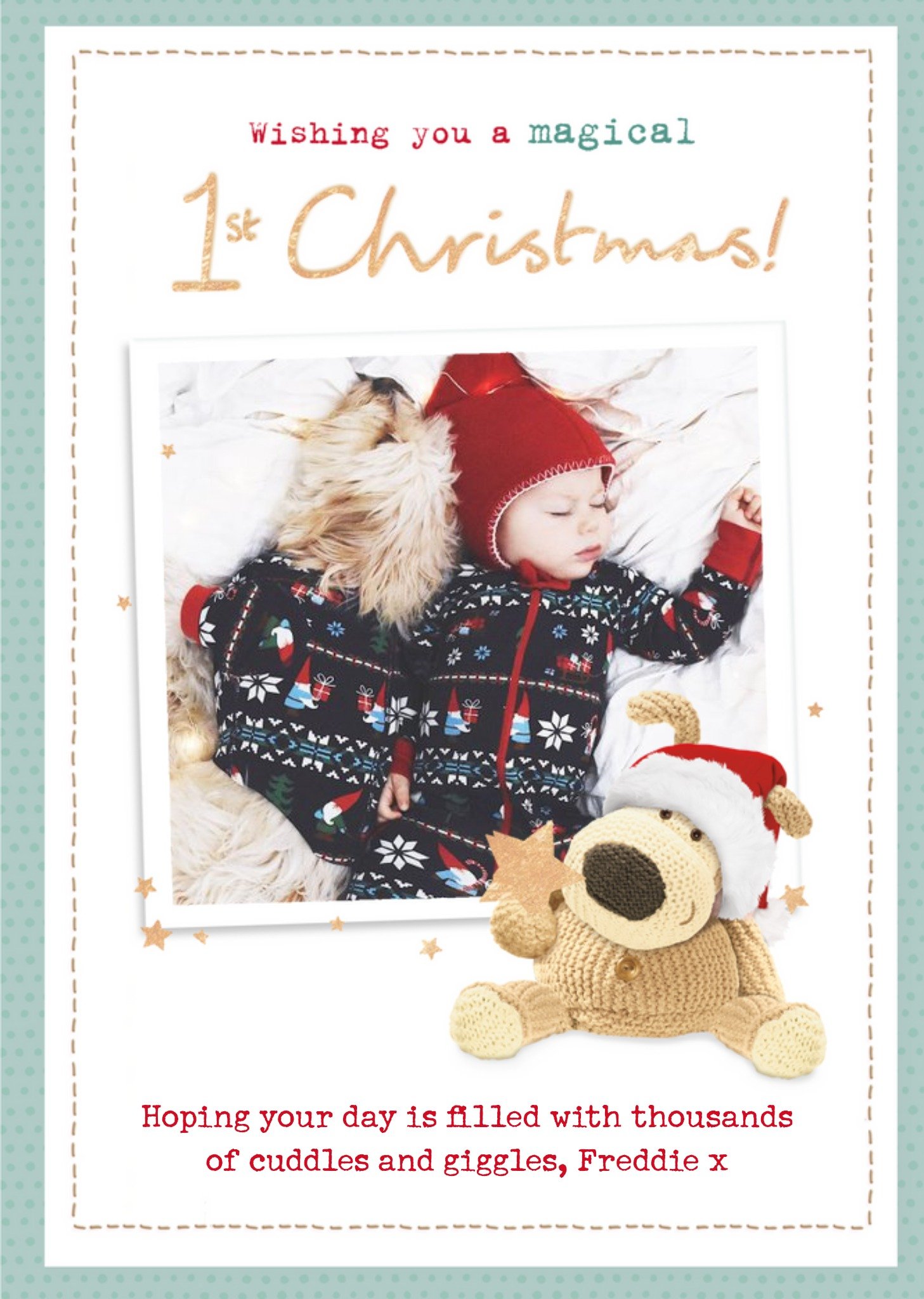 Boofle Wishing You A Magical 1st Christmas Photo Upload Card, Large