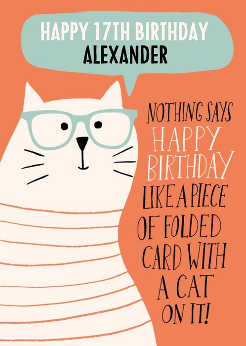 Humorous illustrative Cat Birthday Card