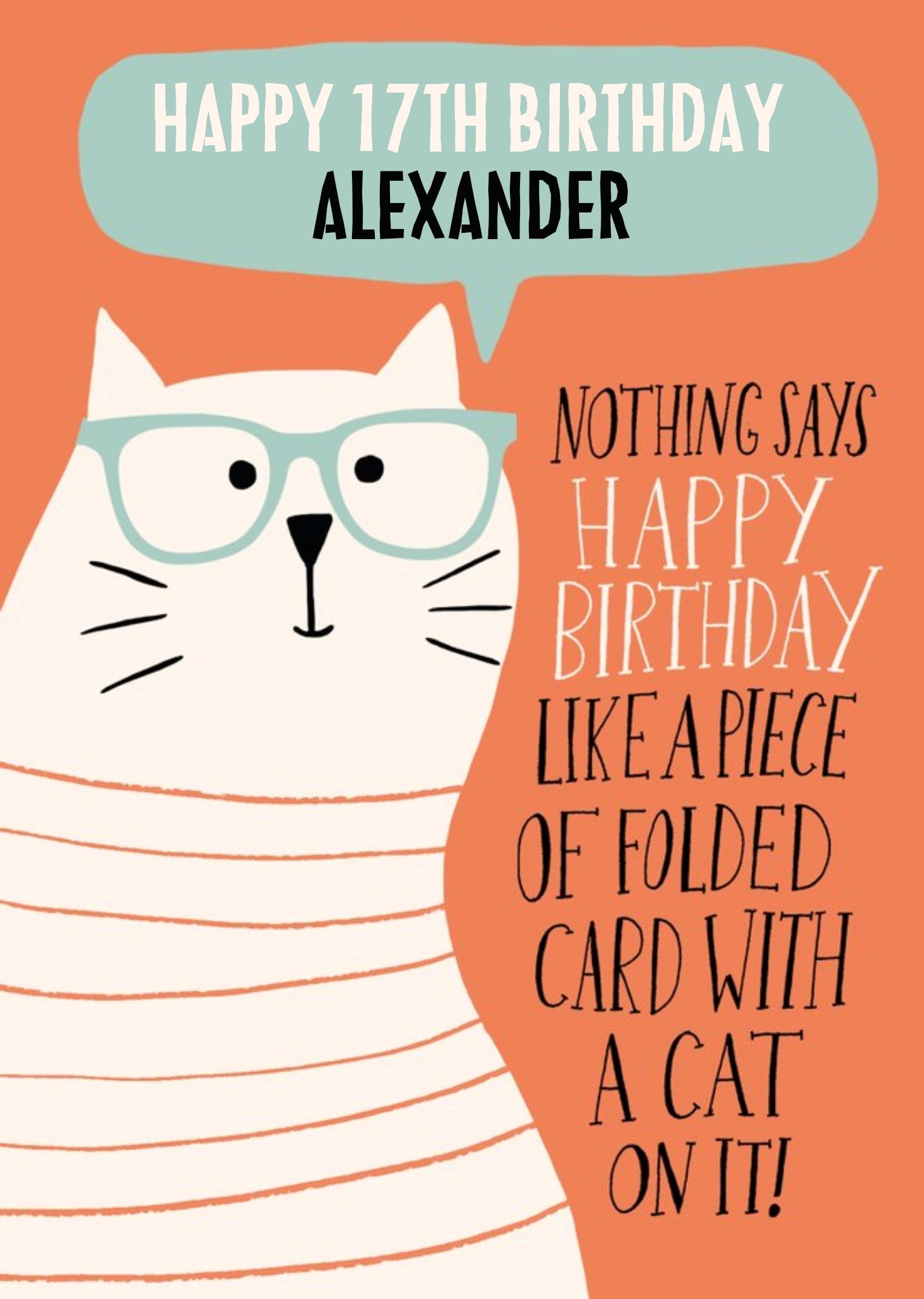 Moonpig Humorous Illustrative Cat Birthday Card, Large