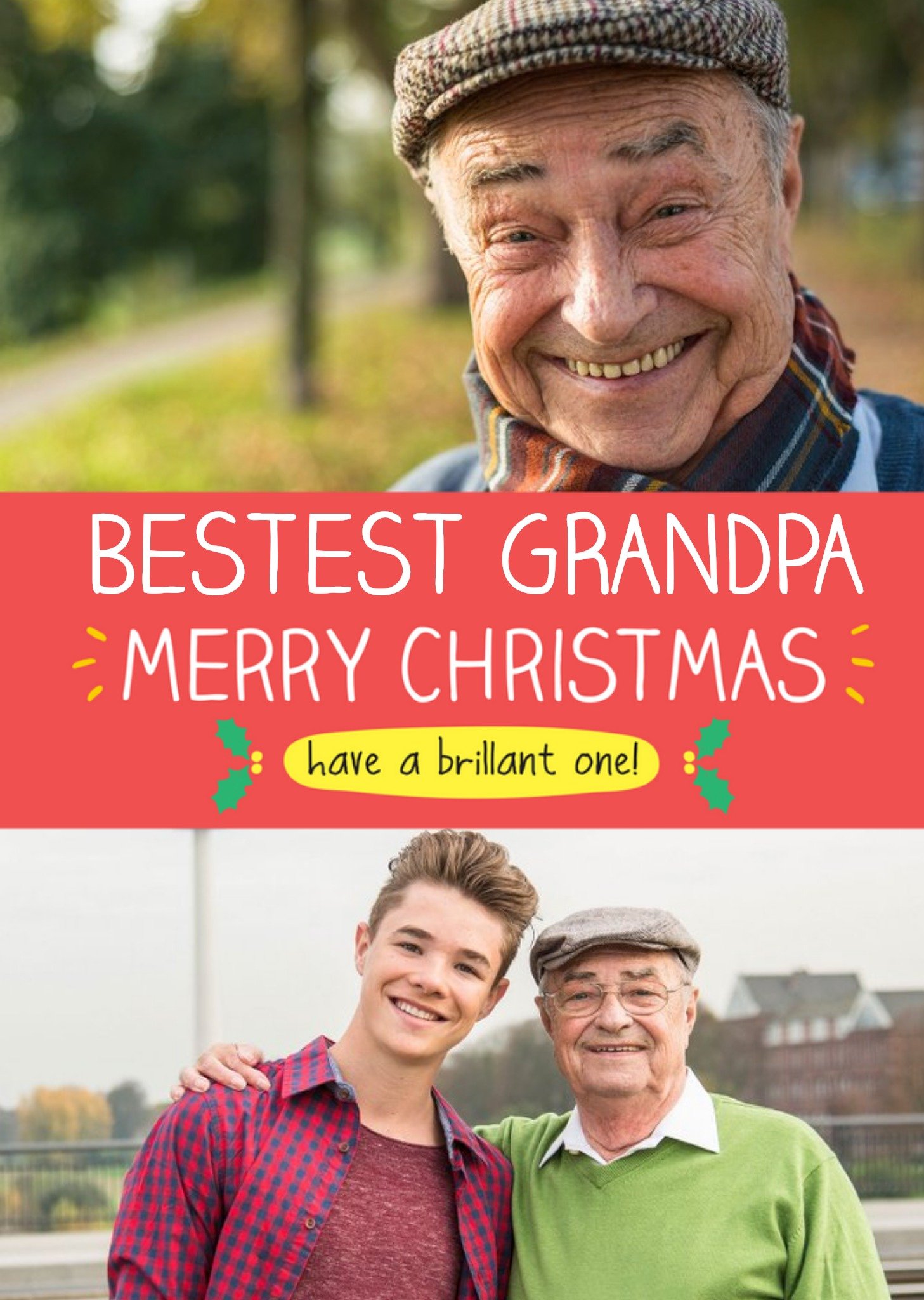 Happy Jackson Bestest Grandpa Photo Upload Christmas Card, Large