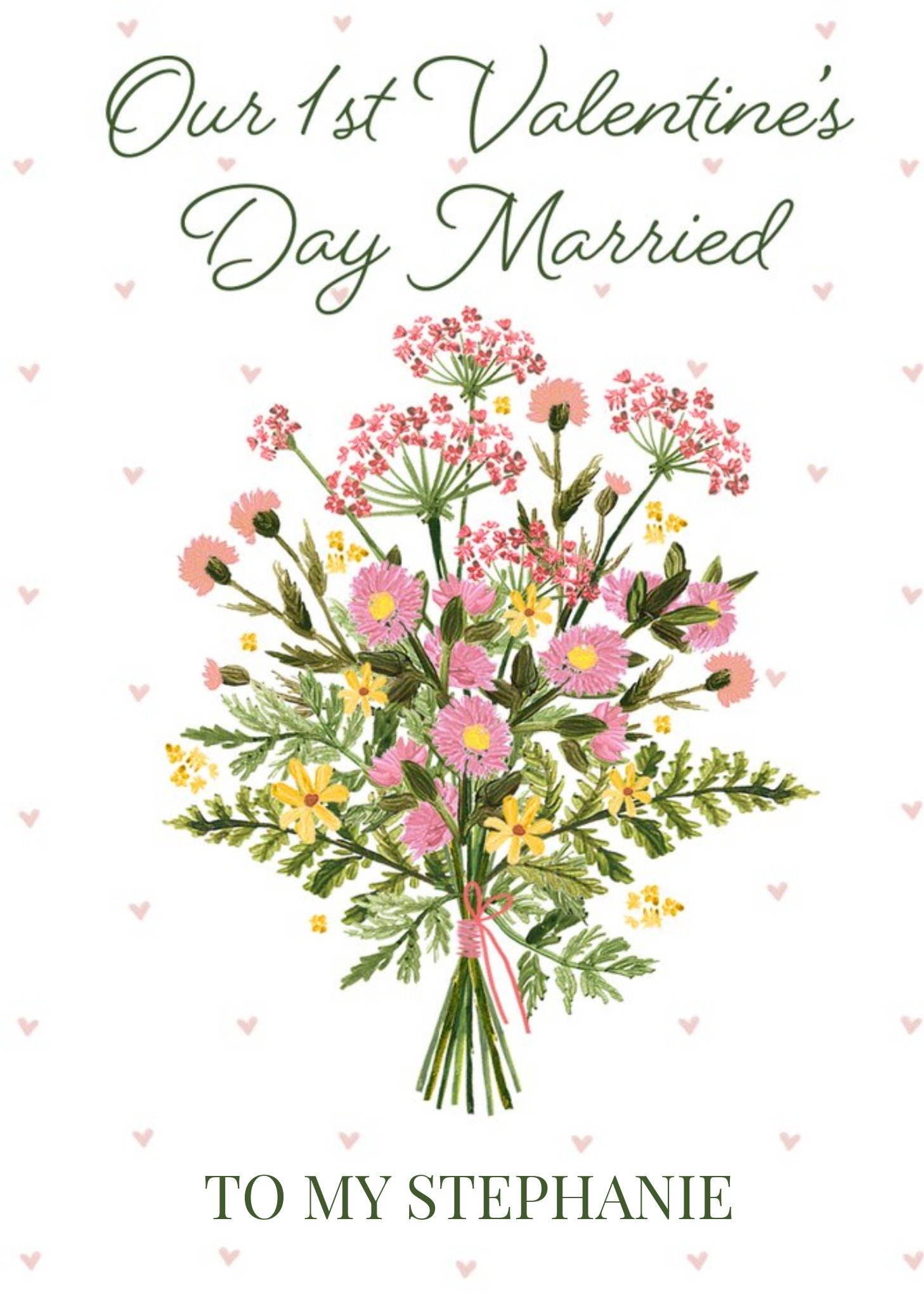 Moonpig Illustration Of A Bouquet Of Flowers First Valentine's Day Married Card, Large