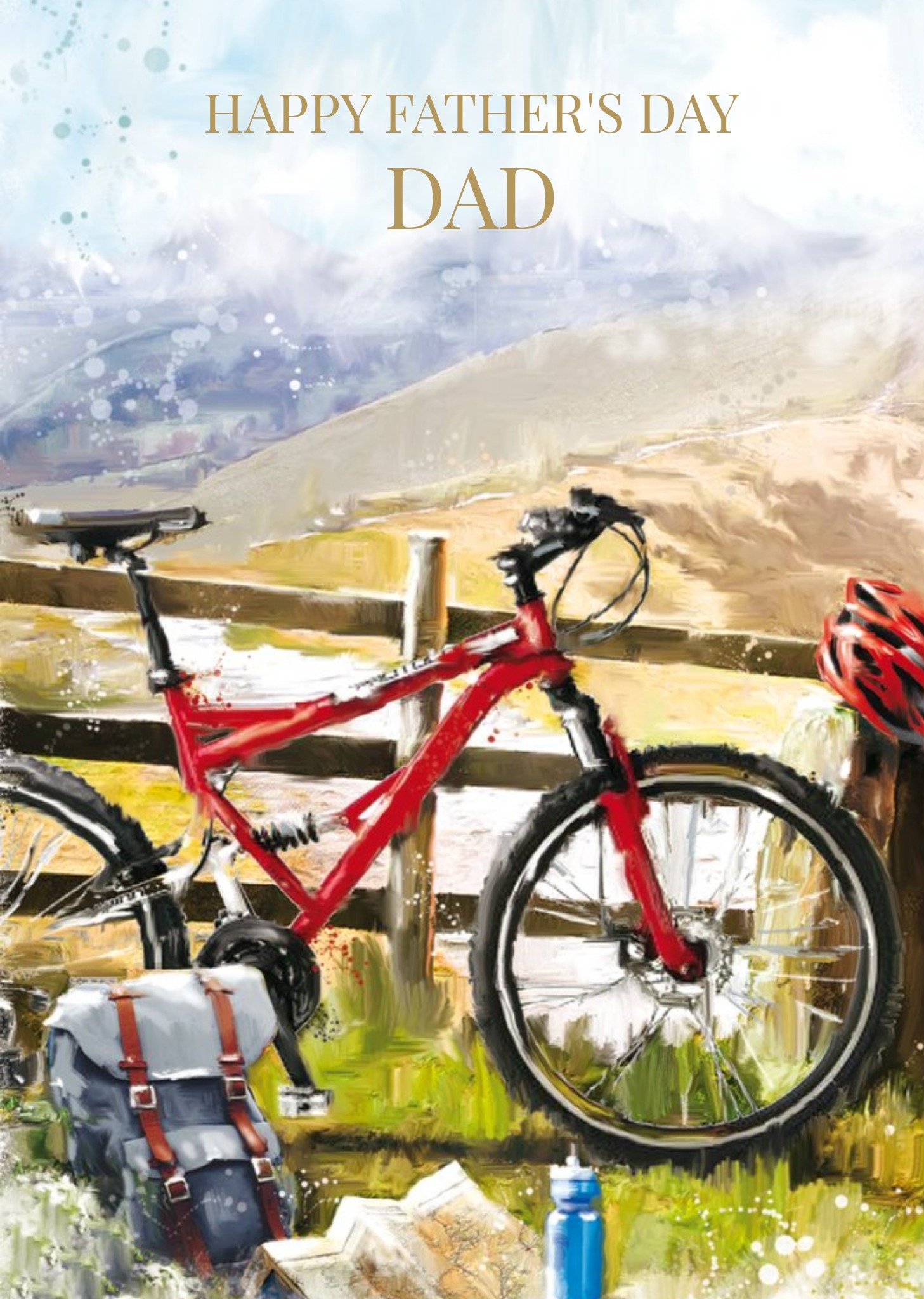 Ling Design Cycling In The Mountains Personalised Father's Day Card Ecard