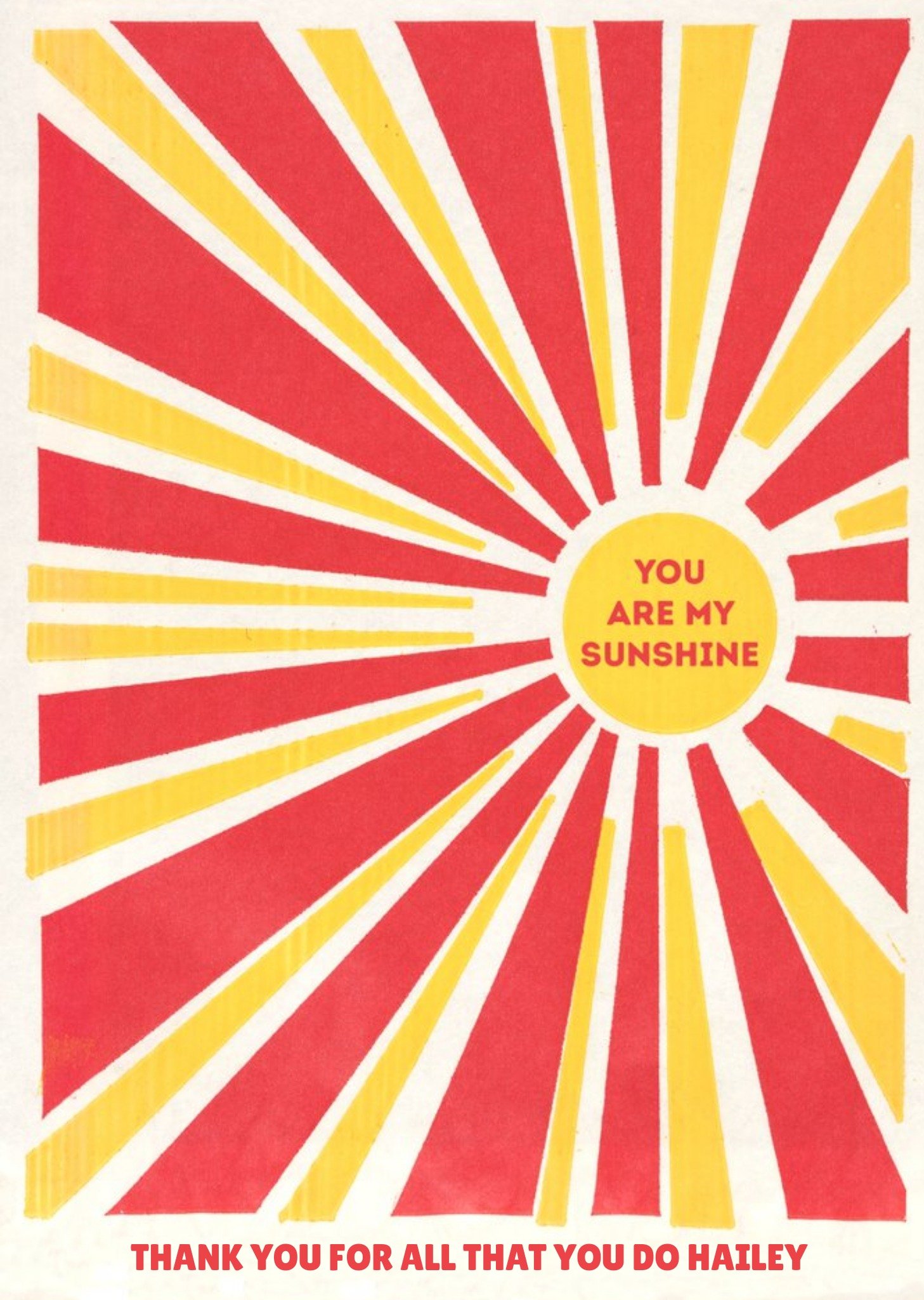 The V&a V&a 1960S Pop Art Print You Are My Sunshine Thank You Card, Large