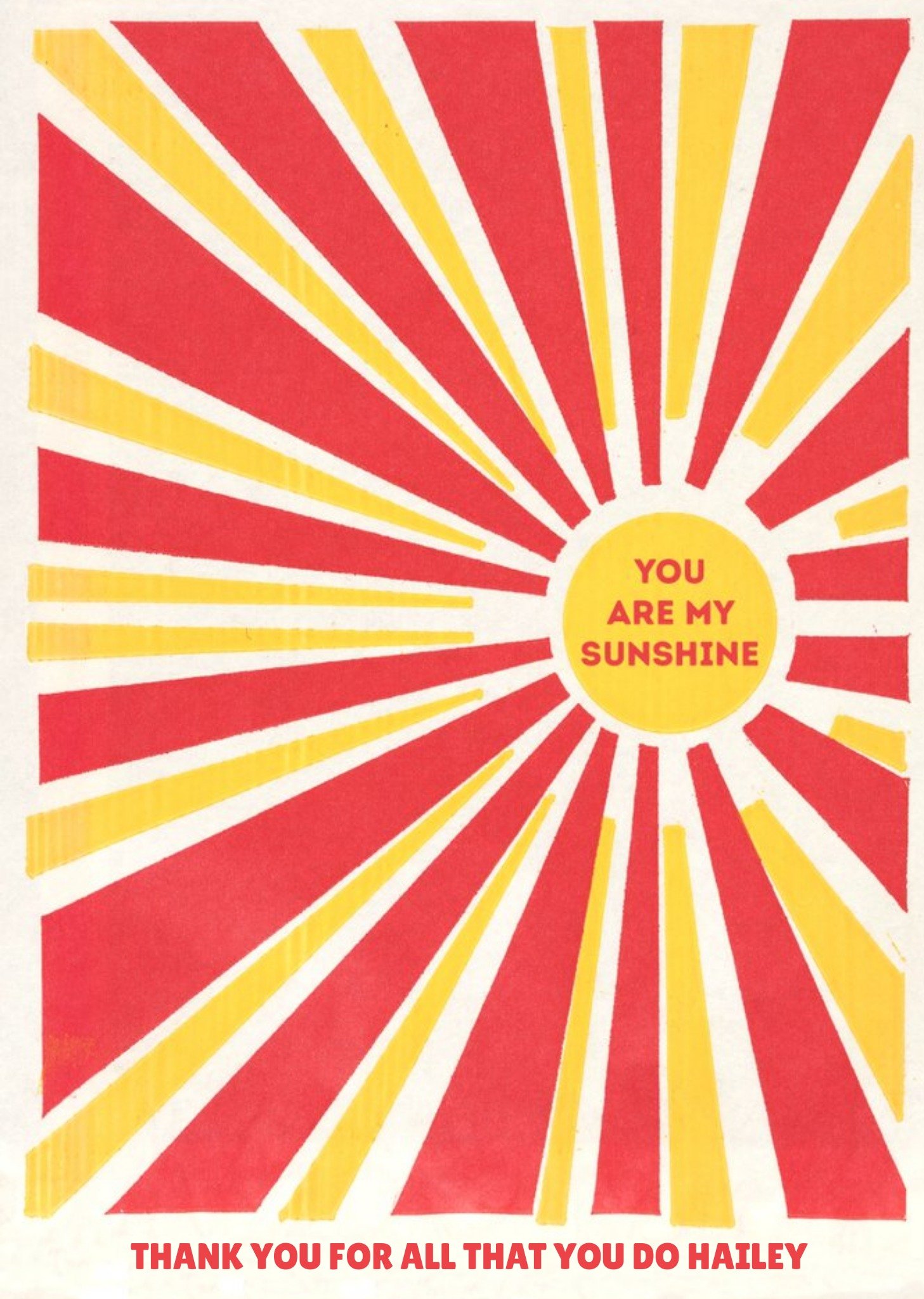 The V&a V&a 1960S Pop Art Print You Are My Sunshine Thank You Card Ecard