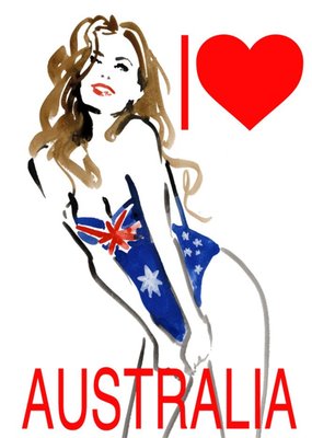 Canetti Illustrations Watercolour Heart Flag Australia Card