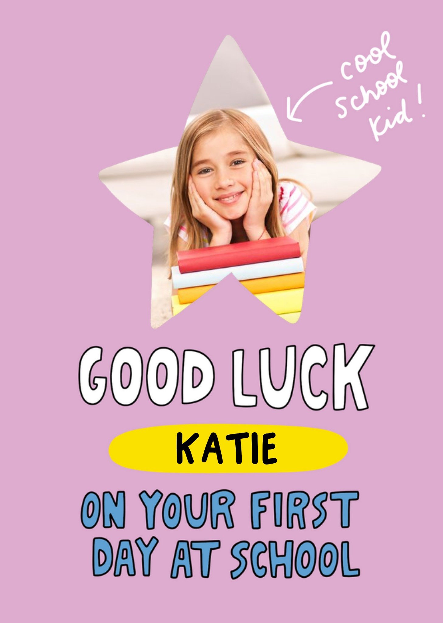 Fun Typographic Star Photo Upload Good Luck Card Ecard