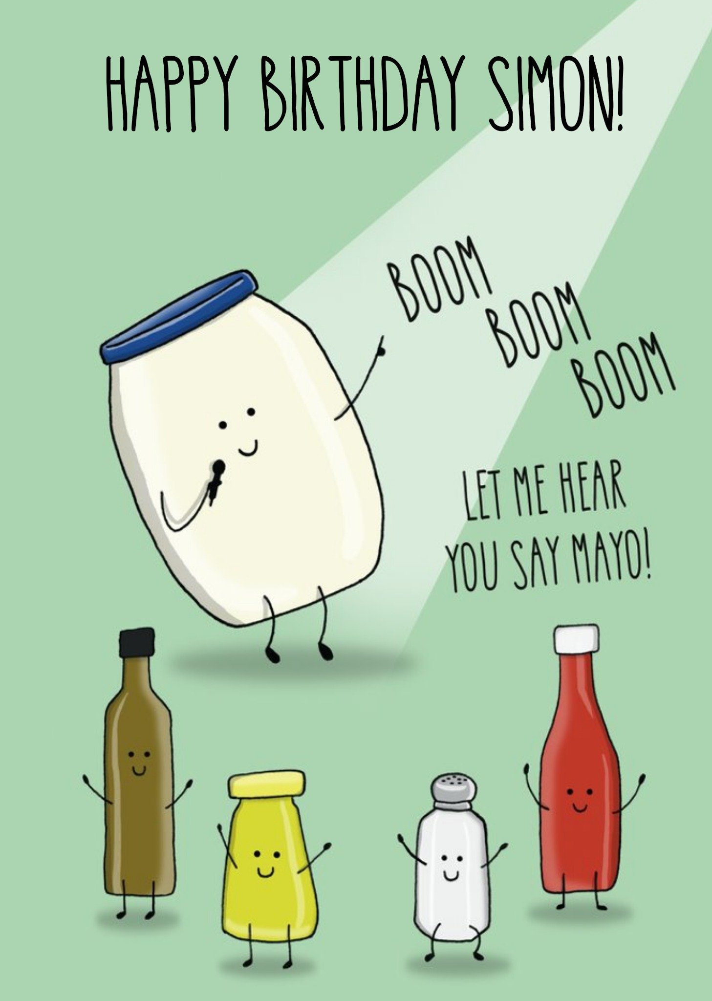 Illustration Of Food Condiments. Funny Quote Birthday Card Ecard