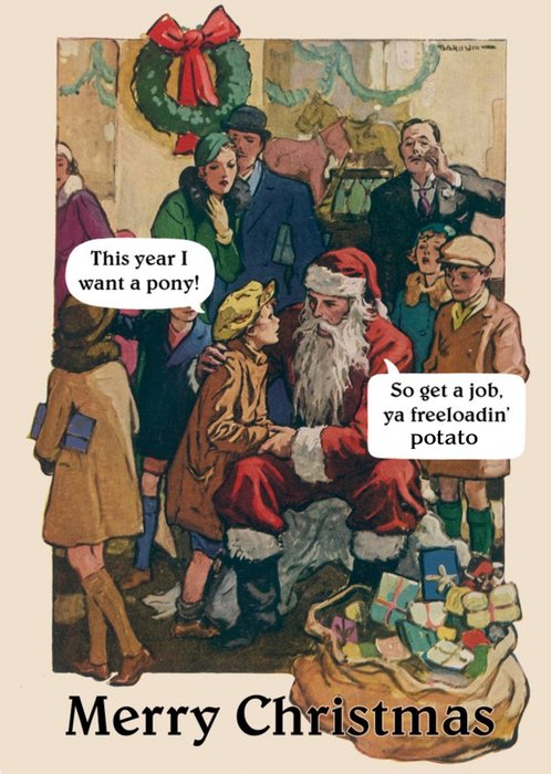No-Nonsense Santa Christmas Card