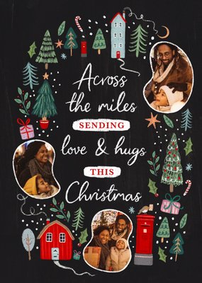 Festive Sweet Hand-Drawn Illustrated Chalk Christmas Icons Photo Upload Christmas Greetings Card