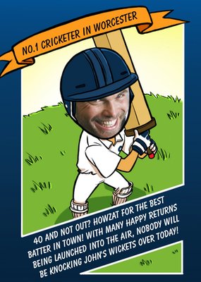 Birthday Card - Face In The Hole - Male - Photo Upload - Sport - Cricket