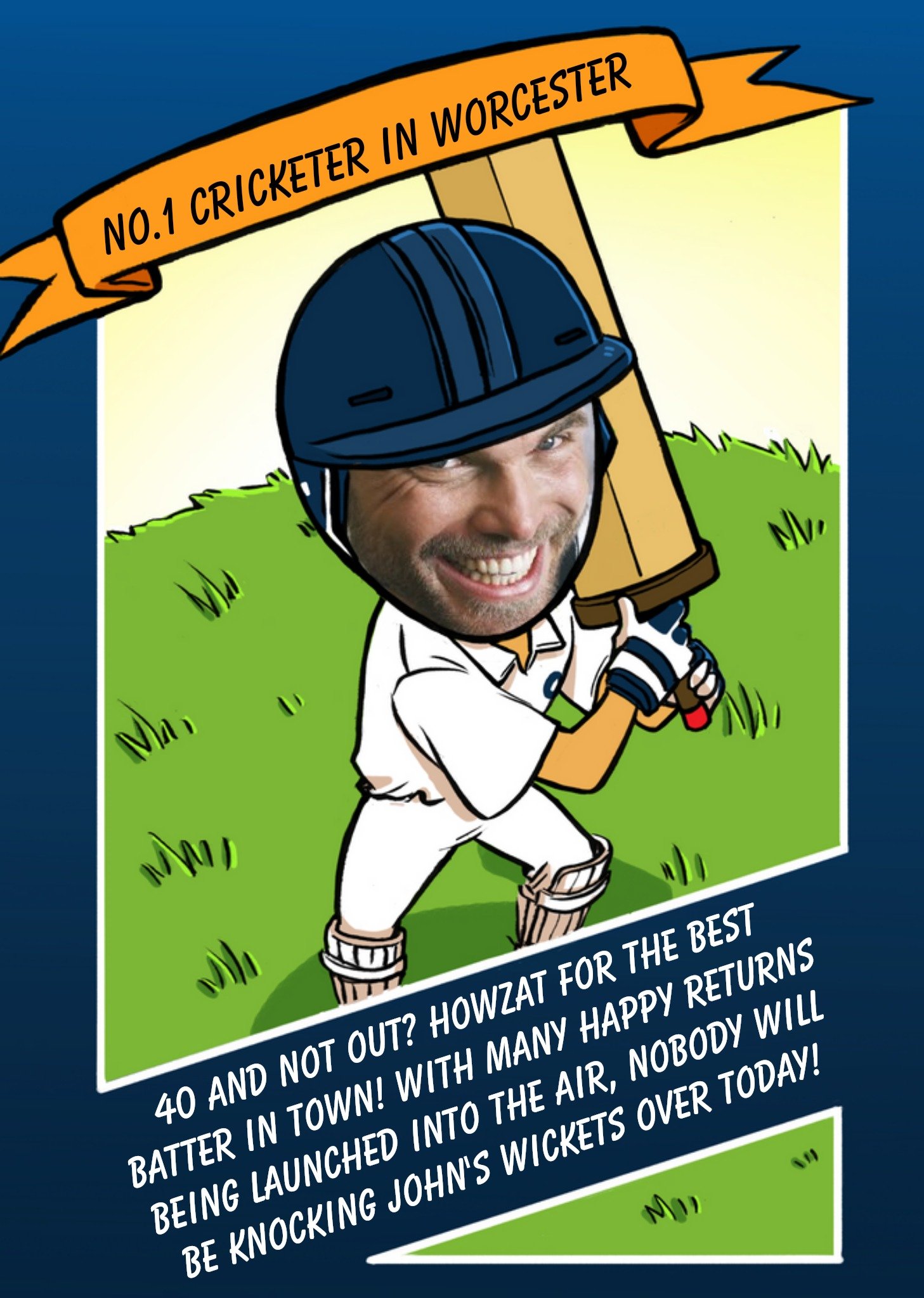 Moonpig Birthday Card - Face In The Hole - Male - Photo Upload - Sport - Cricket Ecard