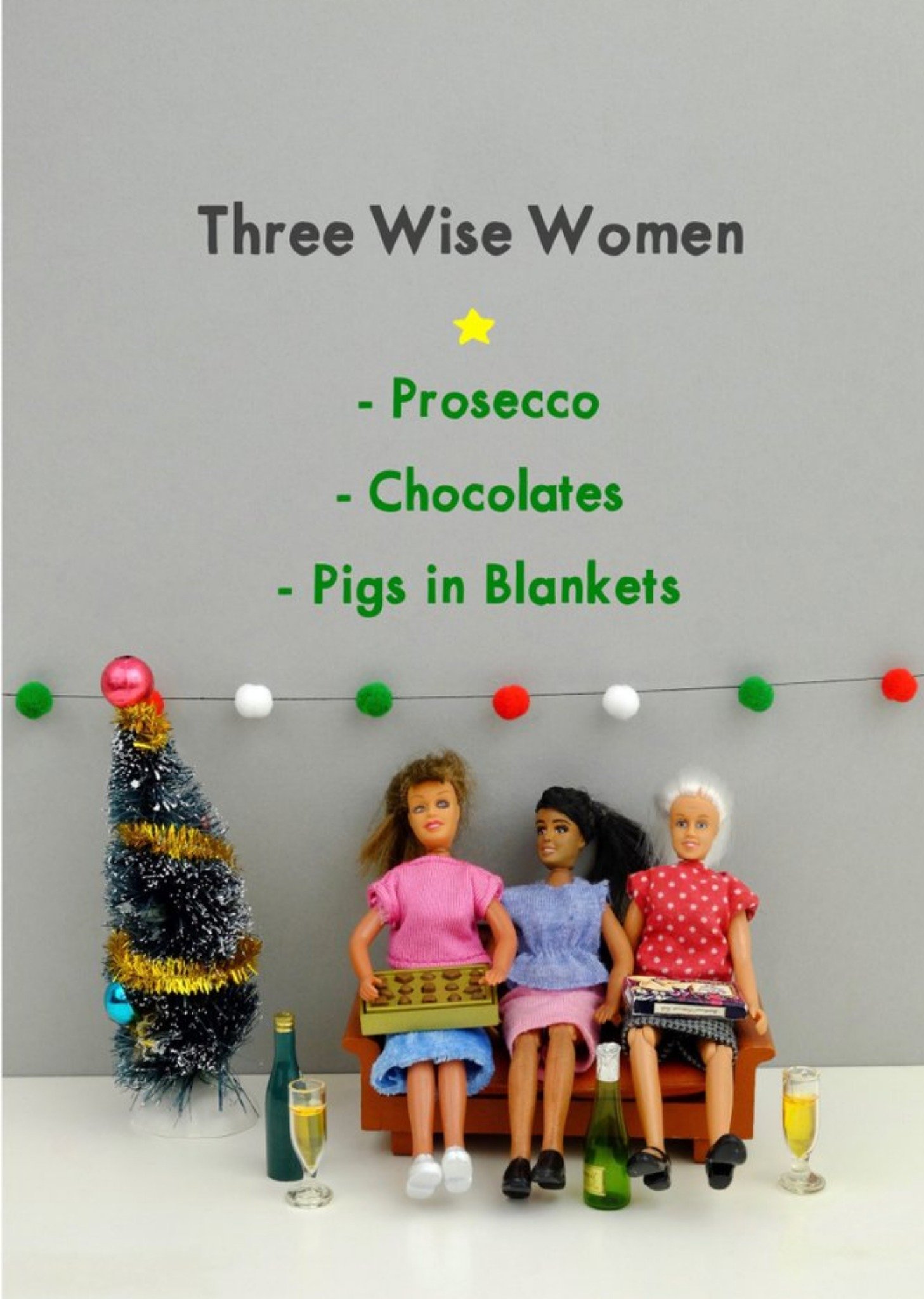 Bold And Bright Funny Dolls Three Wise Women Christmas Card