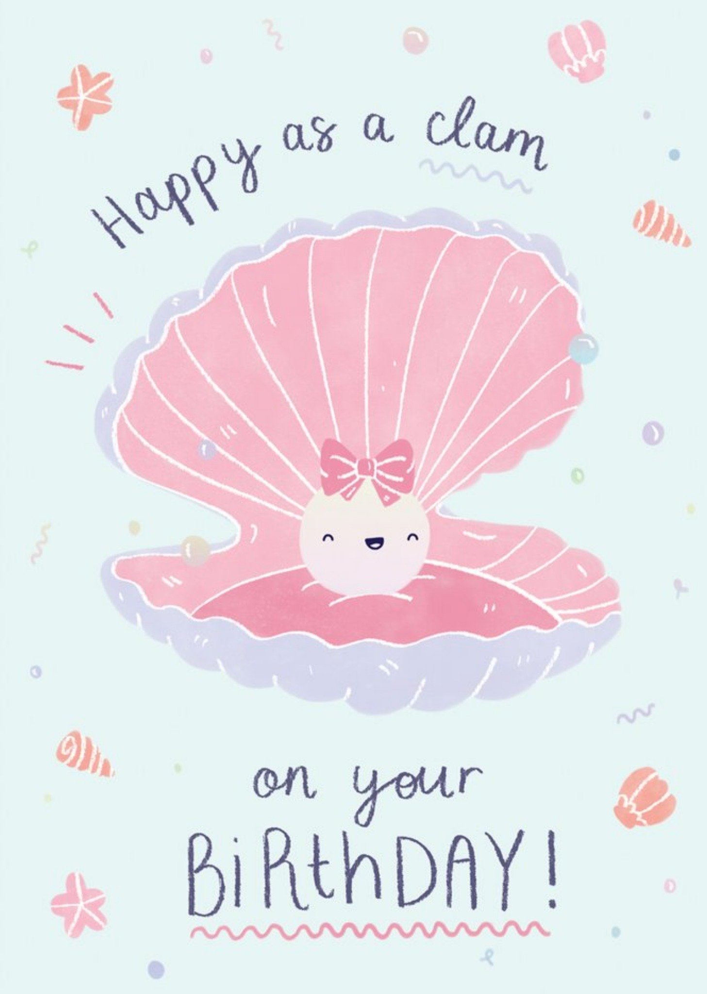 Modern Cute Happy As A Clam Birthday Card Ecard