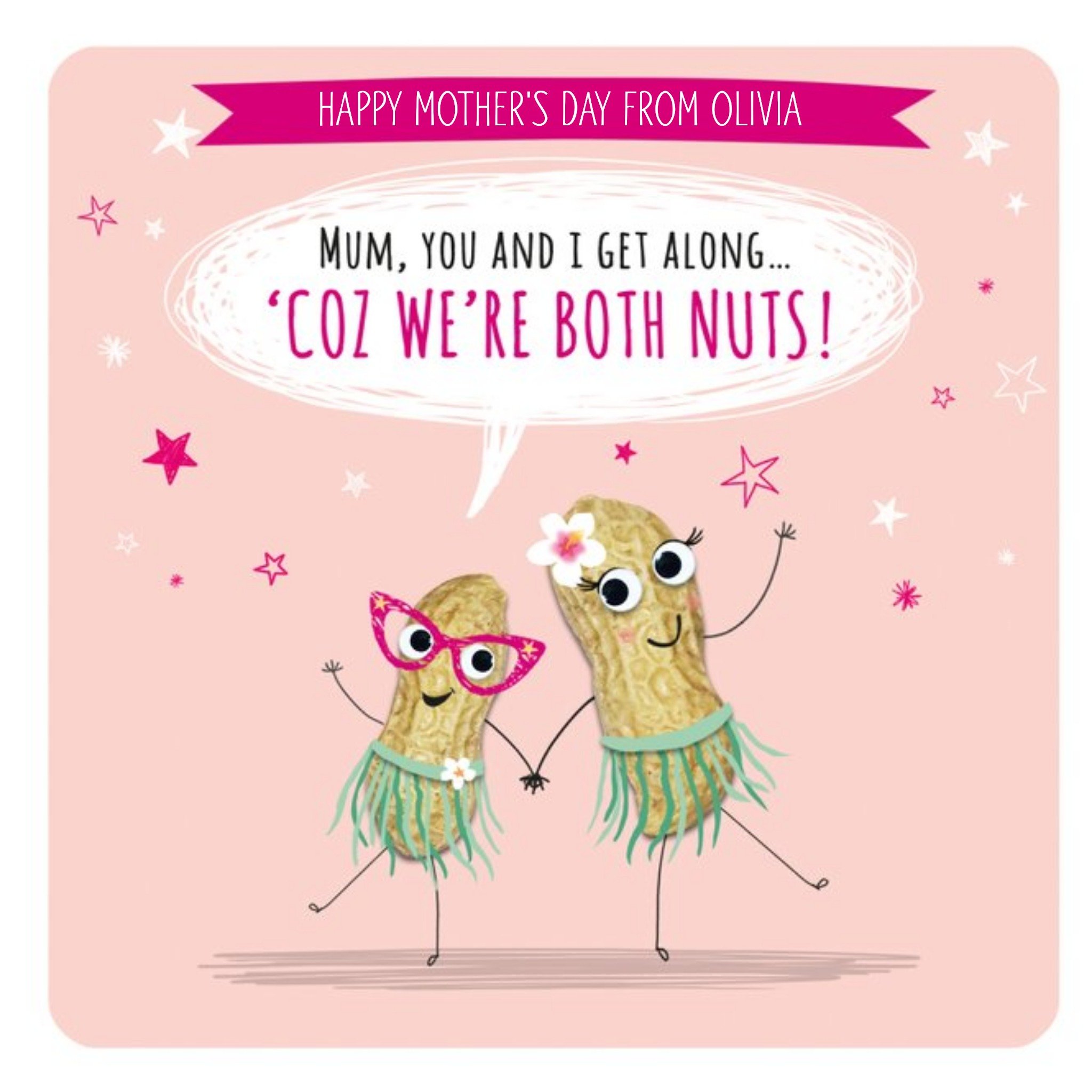 Moonpig Mum And I Get Along Because We Are Both Nuts Mothers Day Card, Large