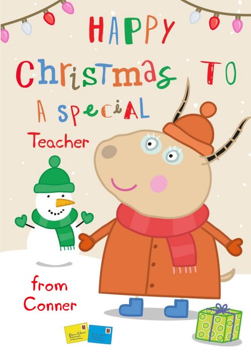 Peppa Pig Madame Gazelle Personalised Christmas Card