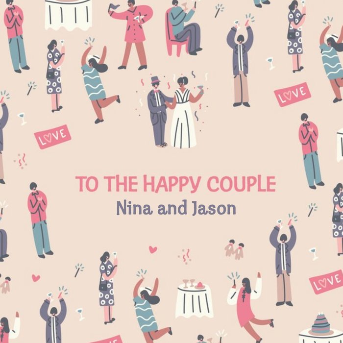 Cute To The Happy Couple Wedding Card