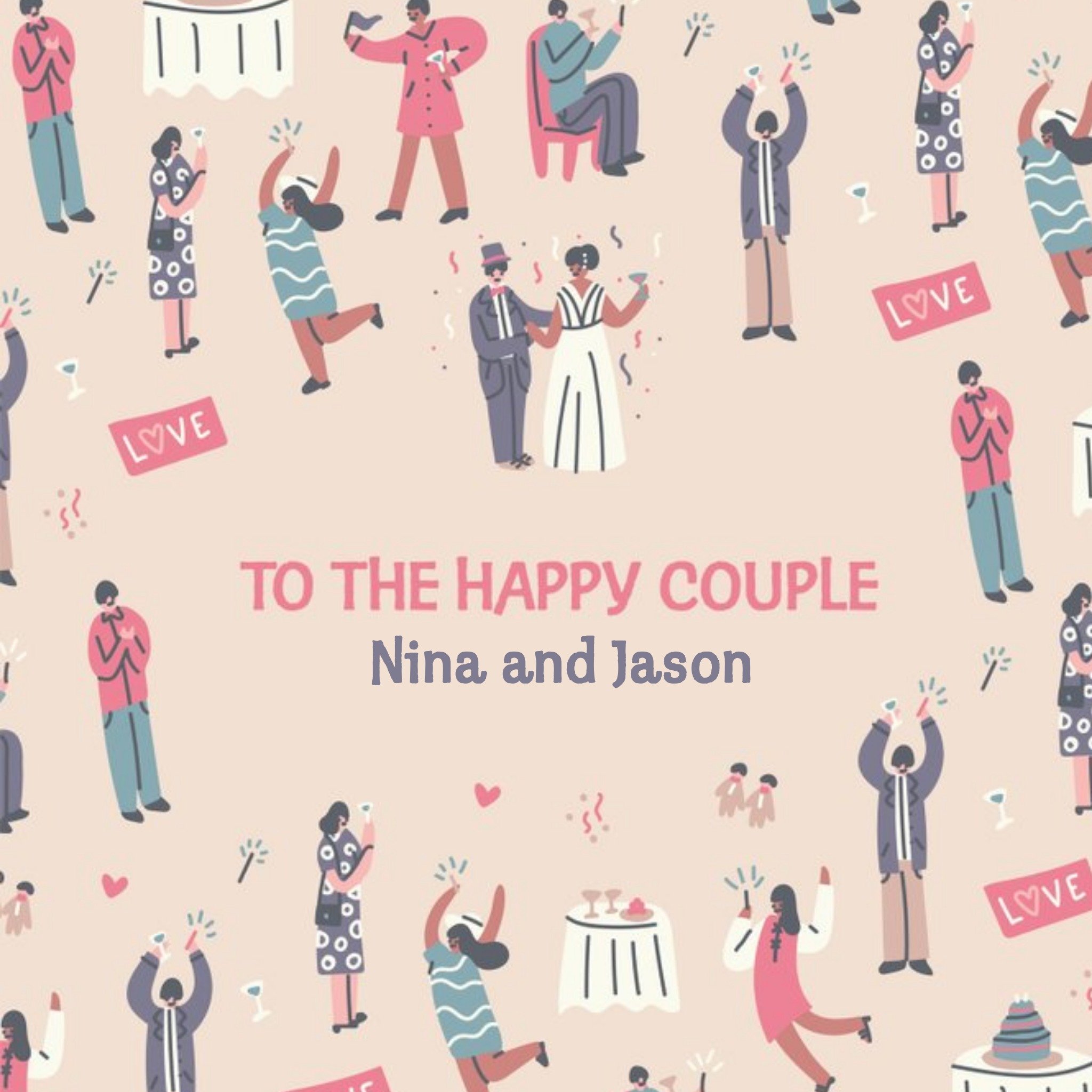 Moonpig Cute To The Happy Couple Wedding Card, Square