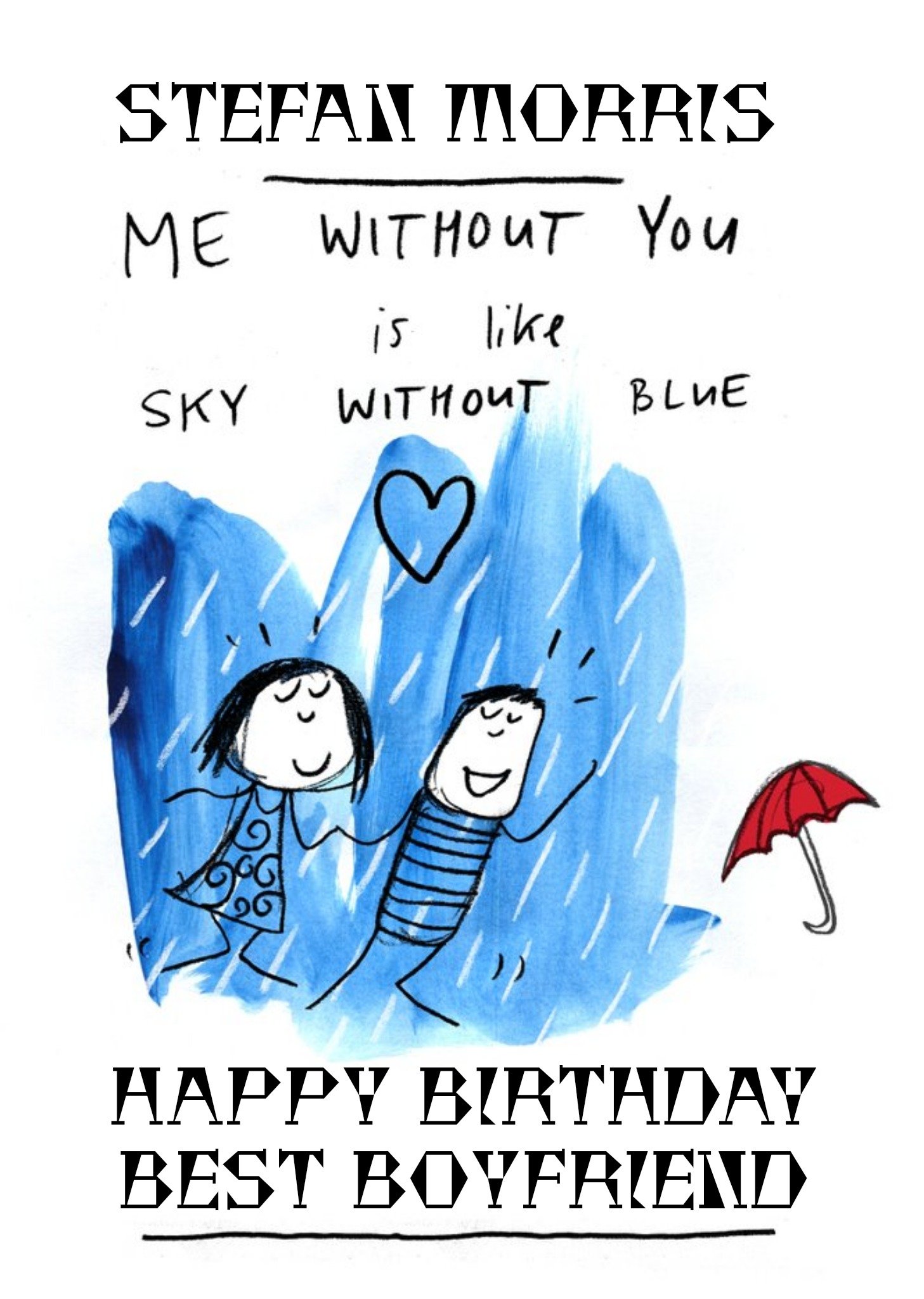 Moonpig Me Without You Is Like Sky Without Blue Best Boyfriend Card, Large