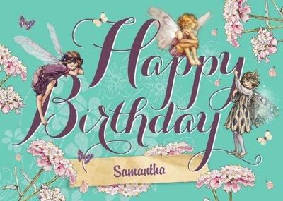 Candytuft Fairy Friends And Flowers Personalised Happy Birthday Card