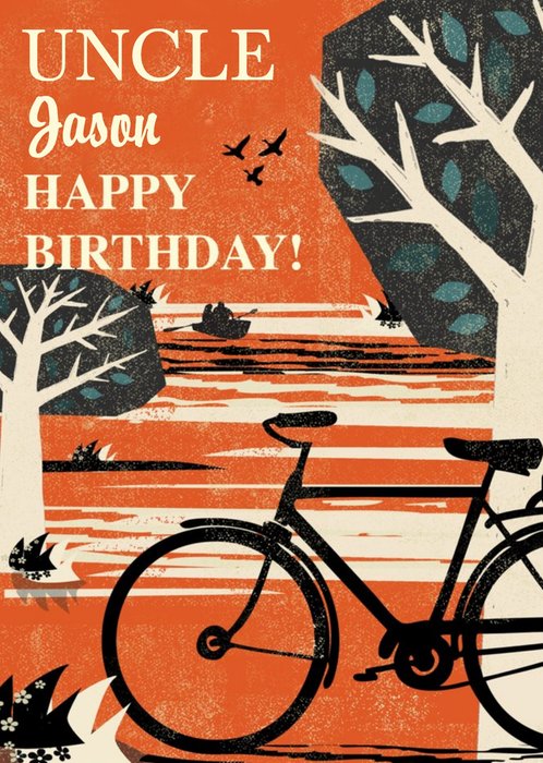 Bicycle Illustration Customisable Uncle Birthday Card