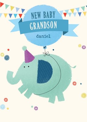 Cute Illustrative Grandson New Baby Card