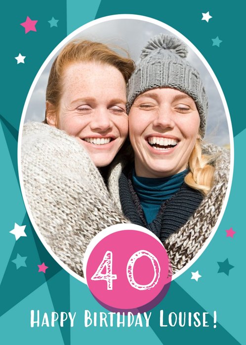 Photo 40th Birthday Cards - Use your own photos to create a customised birthday card
