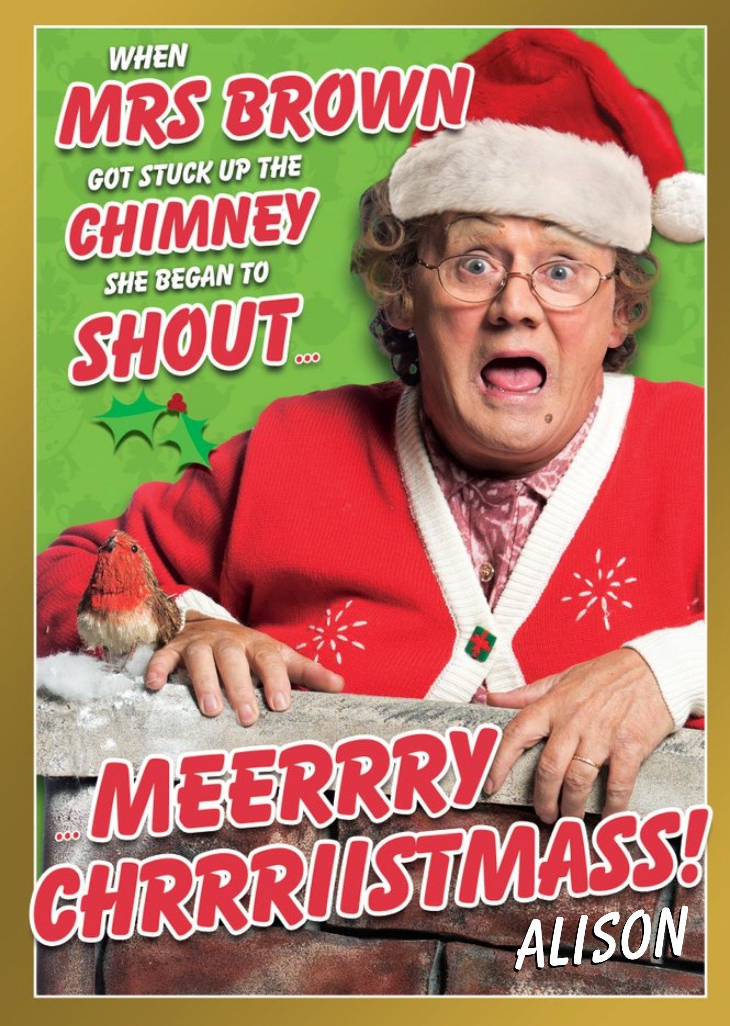 Funny Mrs Brown's Boys Up A Chimney Christmas Card Ecard